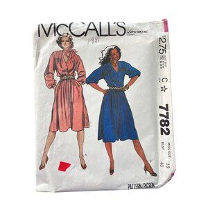 80s McCalls 7782 Misses Dress & Scarf Sewing Pattern Size 18 Bust 40 Vintage CUT